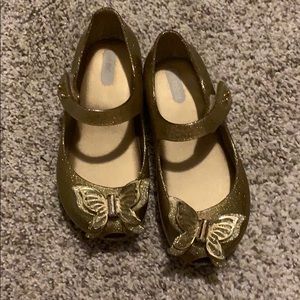 Mini Melissa Toddler Mary Janes - Gold Sparkle